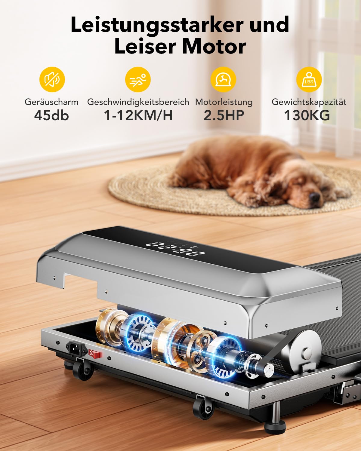 Laufband für Zuhause mit Neigung, 2 in 1 Walking Pad, 12km/h Klappbar Laufband mit Steigung, 2.5HP Under Desk Schreibtisch Treadmill für Zuhause & Büro, Fernbedienung und App, Keine Installation