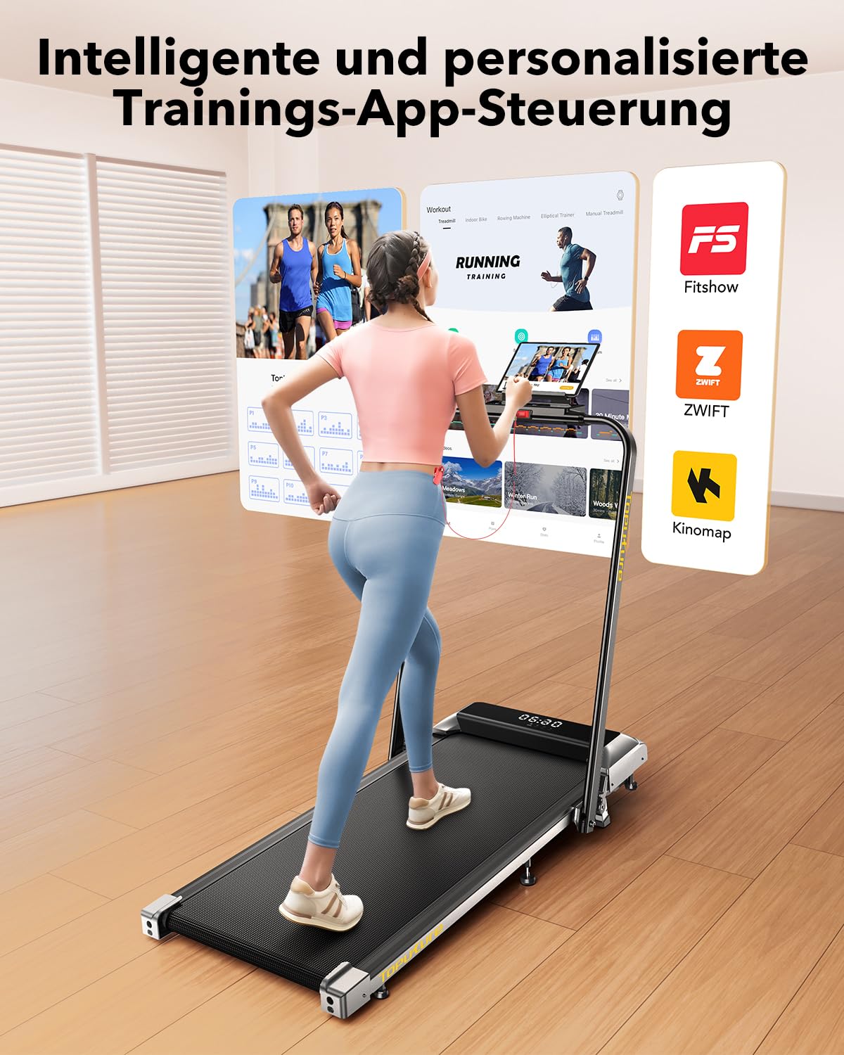Laufband für Zuhause mit Neigung, 2 in 1 Walking Pad, 12km/h Klappbar Laufband mit Steigung, 2.5HP Under Desk Schreibtisch Treadmill für Zuhause & Büro, Fernbedienung und App, Keine Installation