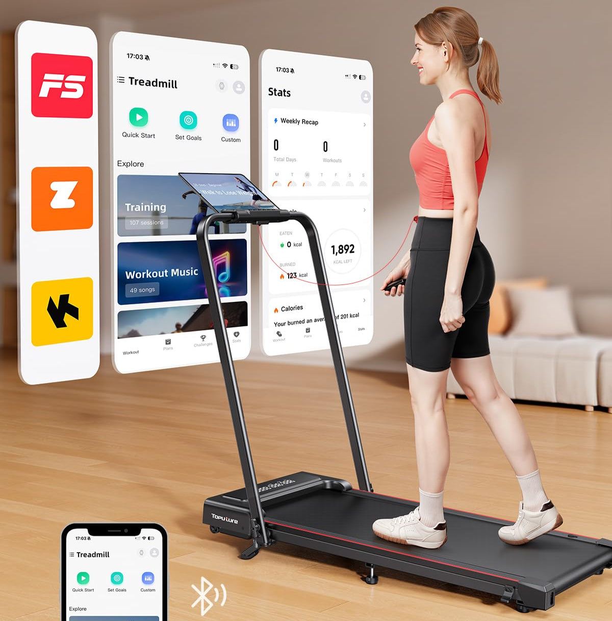 Laufband für Zuhause mit Neigung, 4 IN 1 Walking Pad, 12km/h Klappbar Laufband mit Steigung, 2.5HP Under Desk Schreibtisch Treadmill für Zuhause & Büro, Fernbedienung und App, Stummschalttaste