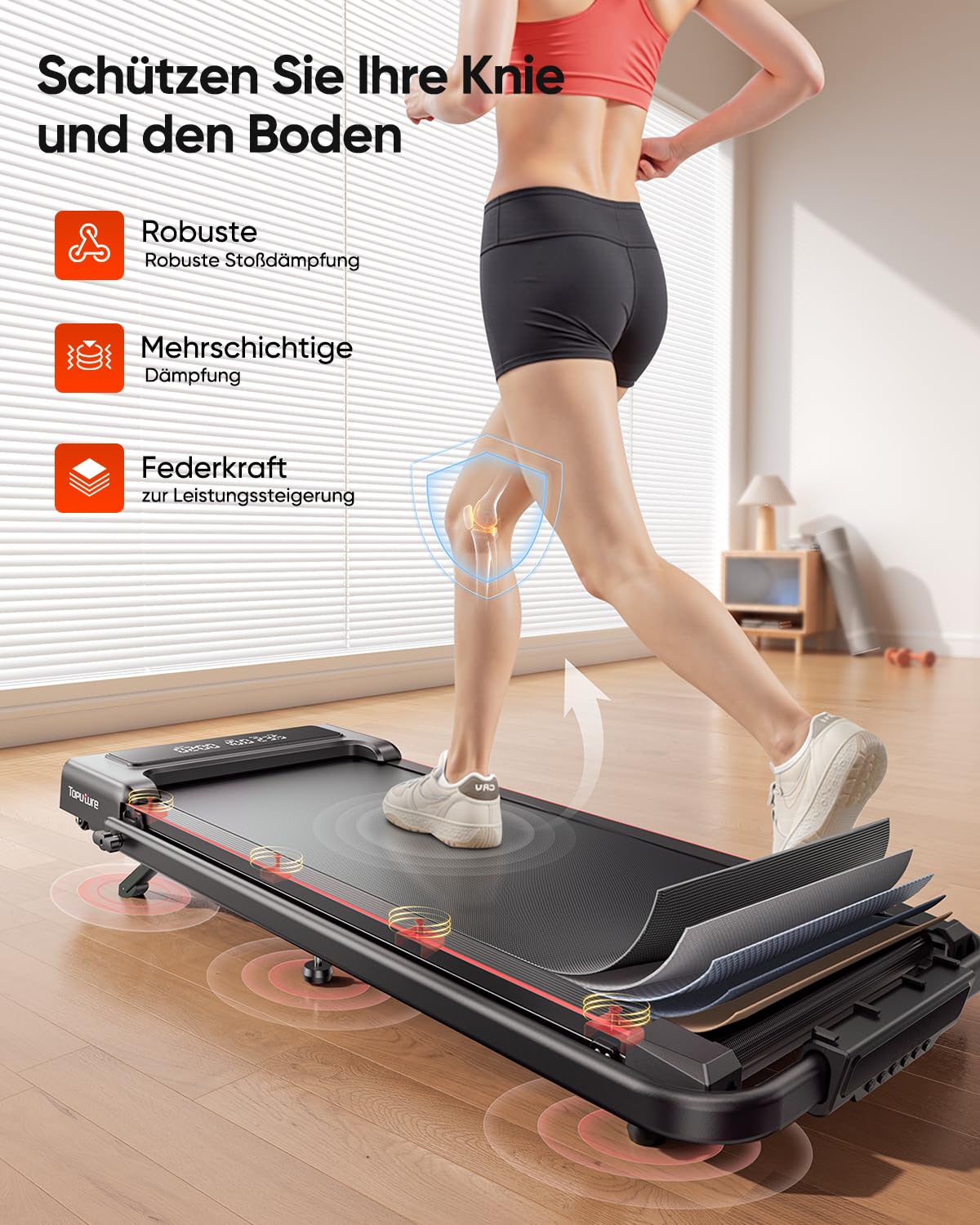 Laufband für Zuhause mit Neigung, 4 IN 1 Walking Pad, 12km/h Klappbar Laufband mit Steigung, 2.5HP Under Desk Schreibtisch Treadmill für Zuhause & Büro, Fernbedienung und App, Stummschalttaste