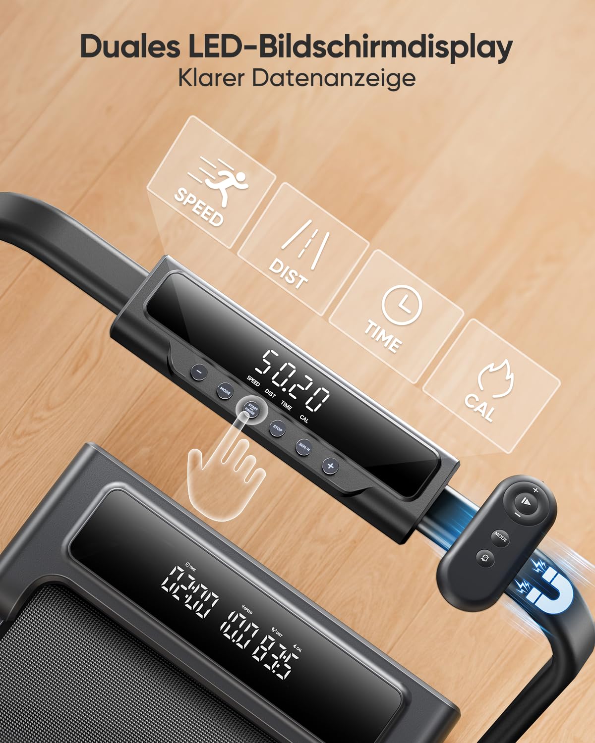 Laufband für Zuhause mit Neigung, 4 IN 1 Walking Pad, 12km/h Klappbar Laufband mit Steigung, 2.5HP Under Desk Schreibtisch Treadmill für Zuhause & Büro, Fernbedienung und App, Stummschalttaste