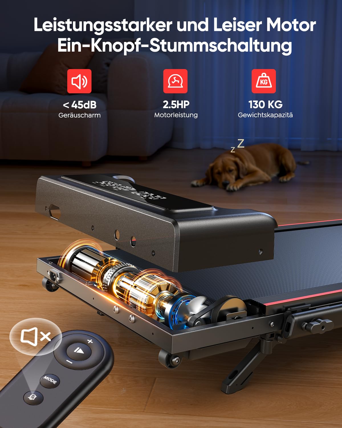 Laufband für Zuhause mit Neigung, 4 IN 1 Walking Pad, 12km/h Klappbar Laufband mit Steigung, 2.5HP Under Desk Schreibtisch Treadmill für Zuhause & Büro, Fernbedienung und App, Stummschalttaste